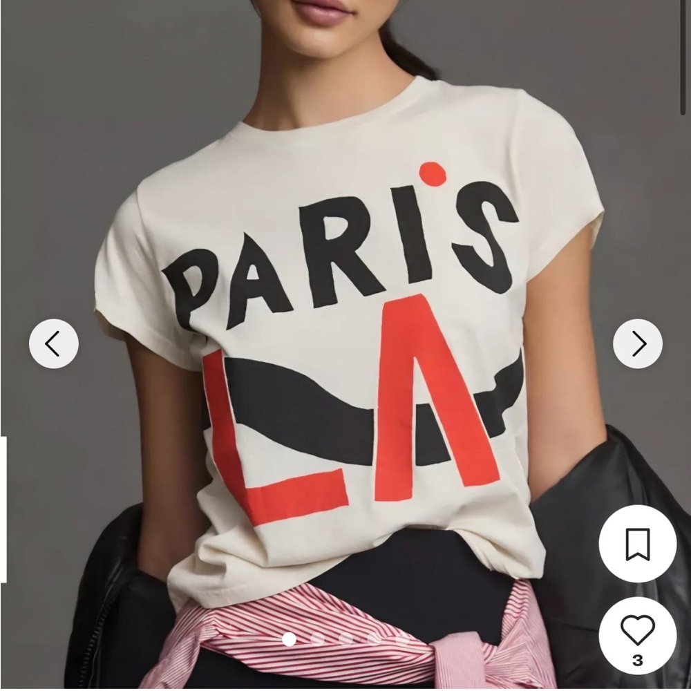 Clare V Classic Tee with Paris LA Print Size XL